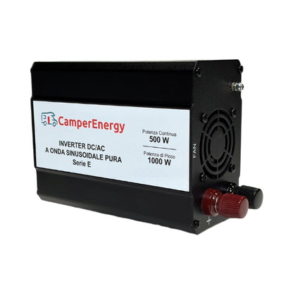 Inverter Onda Pura 500W 12/24V CamperEnergy – Serie E Compatto con USB-C PD e USB-A QC