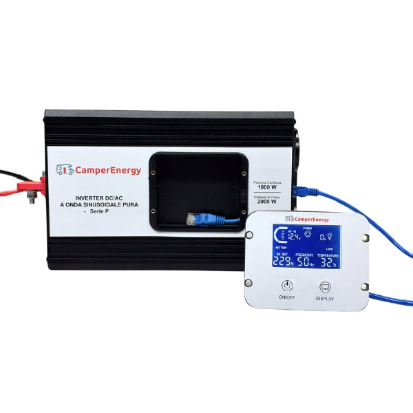 Inverter Onda Pura CamperEnergy Serie P 12/24V – 1000W, 1500W, 2000W e 3000W con Display LCD Removibile