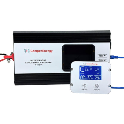 Inverter Onda Pura CamperEnergy Serie P 12/24V – 1000W, 1500W, 2000W e 3000W con Display LCD Removibile