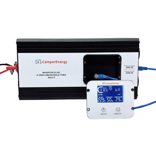 Inverter Onda Pura CamperEnergy Serie P 12/24V – 1000W, 1500W, 2000W e 3000W con Display LCD Removibile